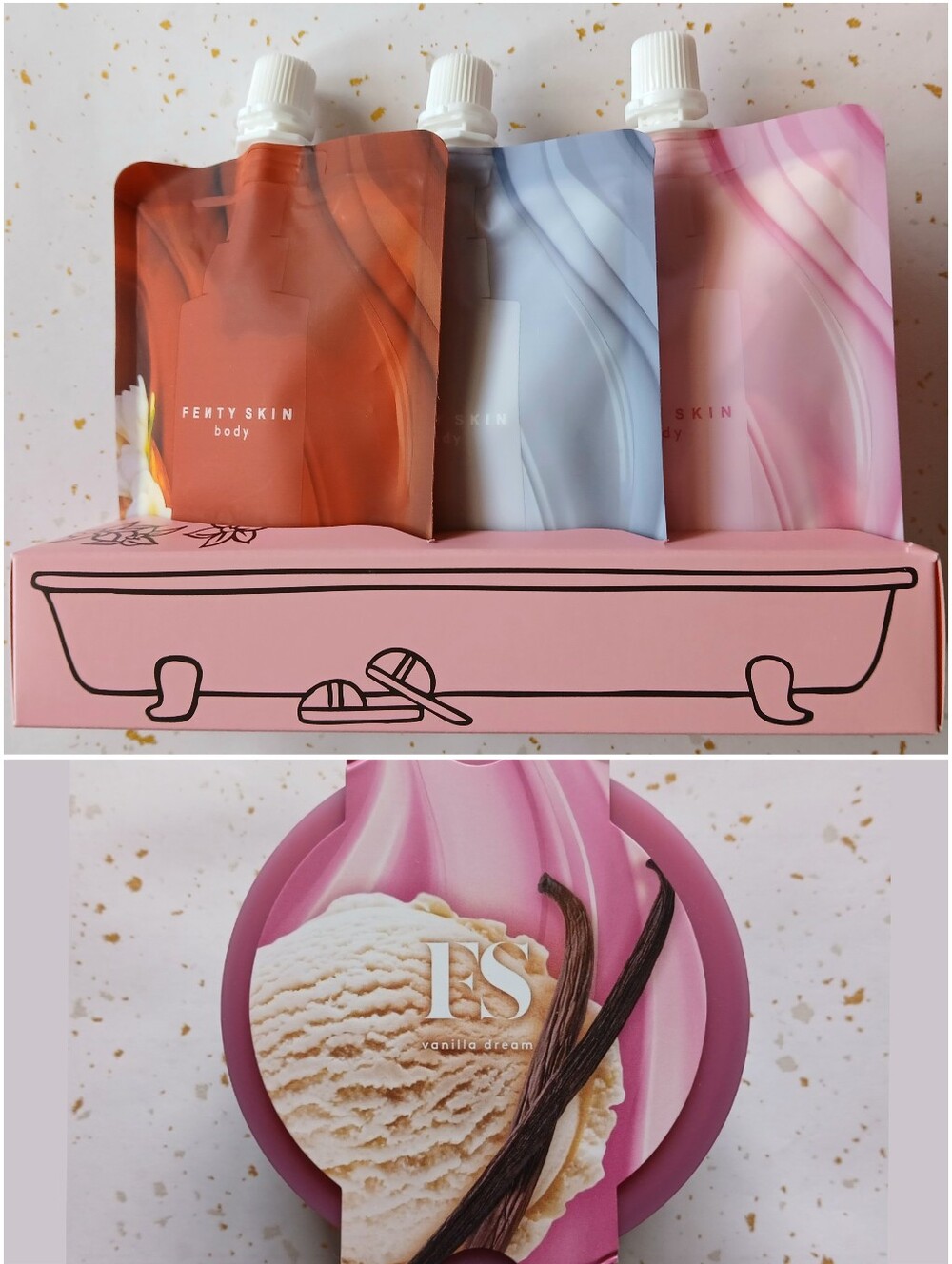 NIB Fenty Skin Butta Drop Vanilla Dream 6.7 oz & Body Milk Travel Pouch Bundle